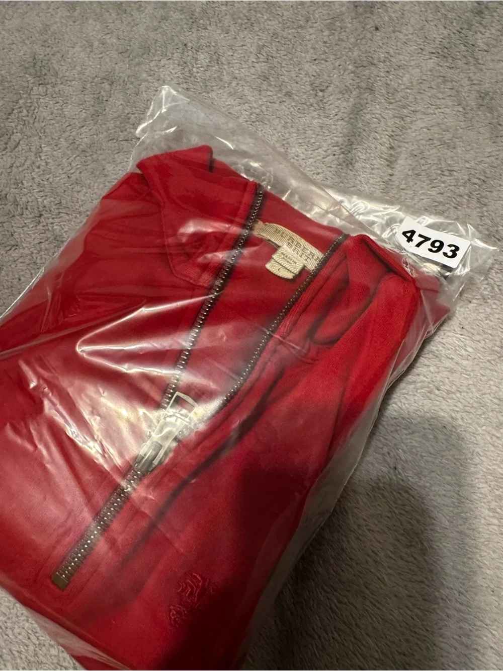 Burberry Brit Sweater Mens Large Red Mock Neck Quarter 1/4 ZipPullover Jumper